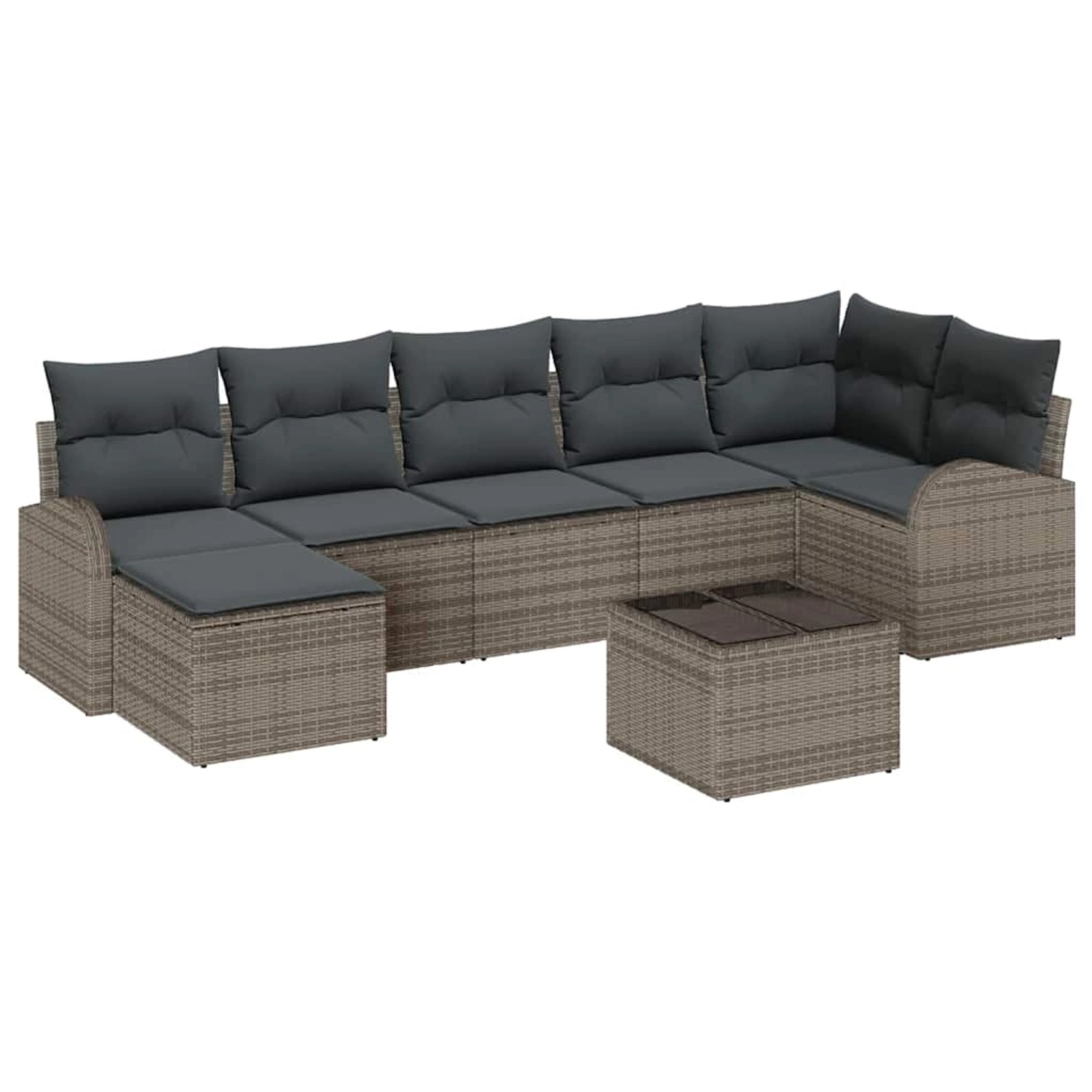vidaXL Garten-Sofa-Set 8-Tlg Grau Poly Rattan 3354808 günstig online kaufen