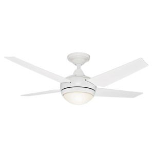 Weißer HUNTER FANS Deckenventilator Sonic 132 cm mit Beleuchtung und Fernbedienung.