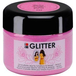 Marabu Glitter Farbe, deckend, 225ml, Glitter-Rosa für Wand-Akzente.
