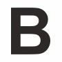 Schwarzer Aufkleber Buchstabe B, 6 cm hoch, aus PVC-Folie.