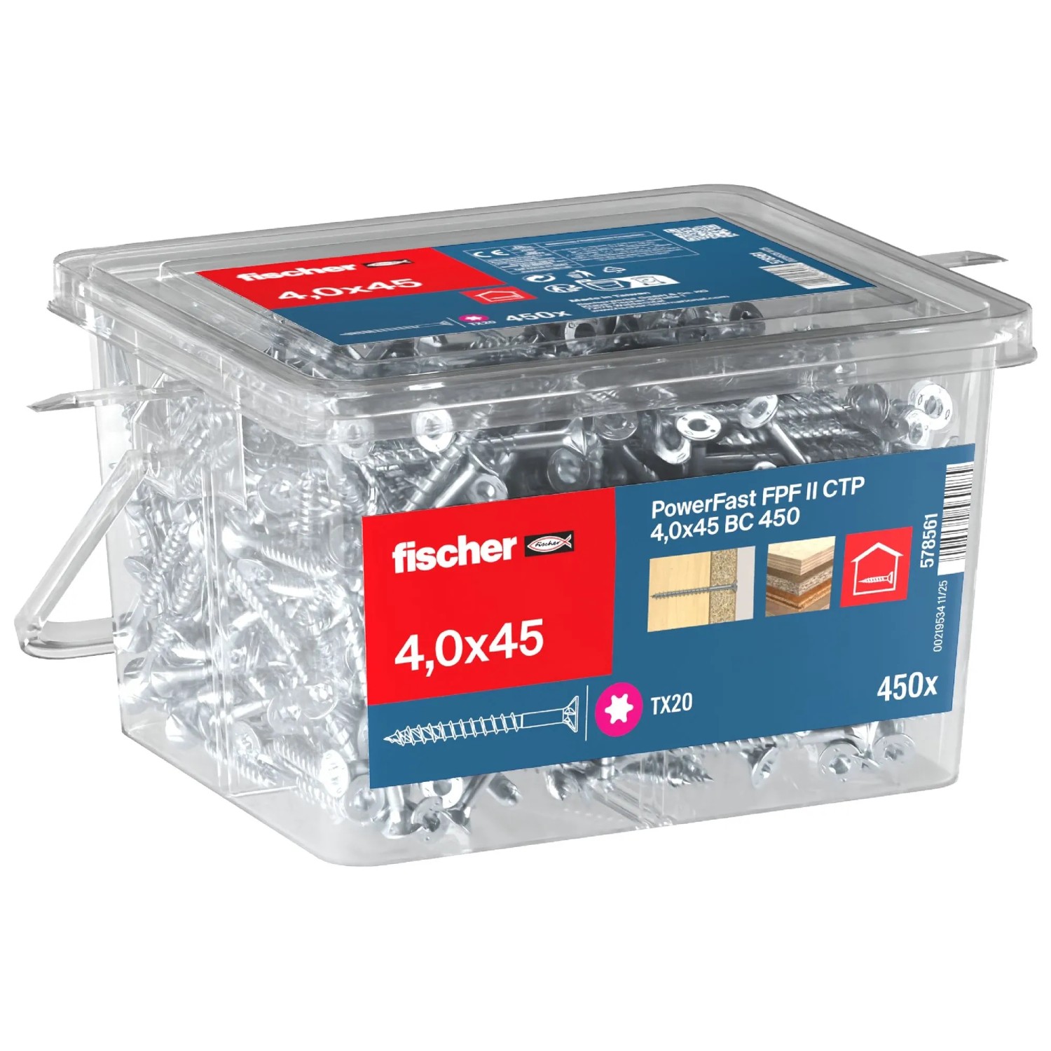 Fischer Schraube PowerFast FPF II CTP BC Ø 4 mm x 45 mm 450 Stück