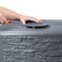 4rain Wandtank Slim Stone Decor 350 l Graphite Grey mit Steinoptik und Deckel wird geöffnet.