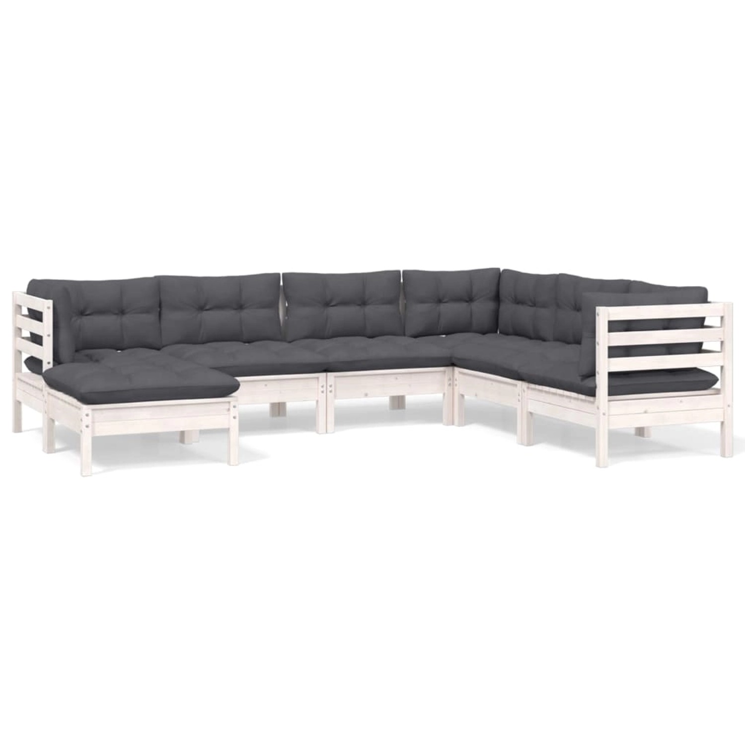 vidaXL 7-Tlg Garten-Lounge-Set mit Kissen Weiß Kiefer Massivholz 3096563 günstig online kaufen