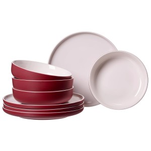 Ritzenhoff & Breker Jasper Tafelservice, 8-teilig, Beere und Weiß, bestehend aus Tellern und Schalen.