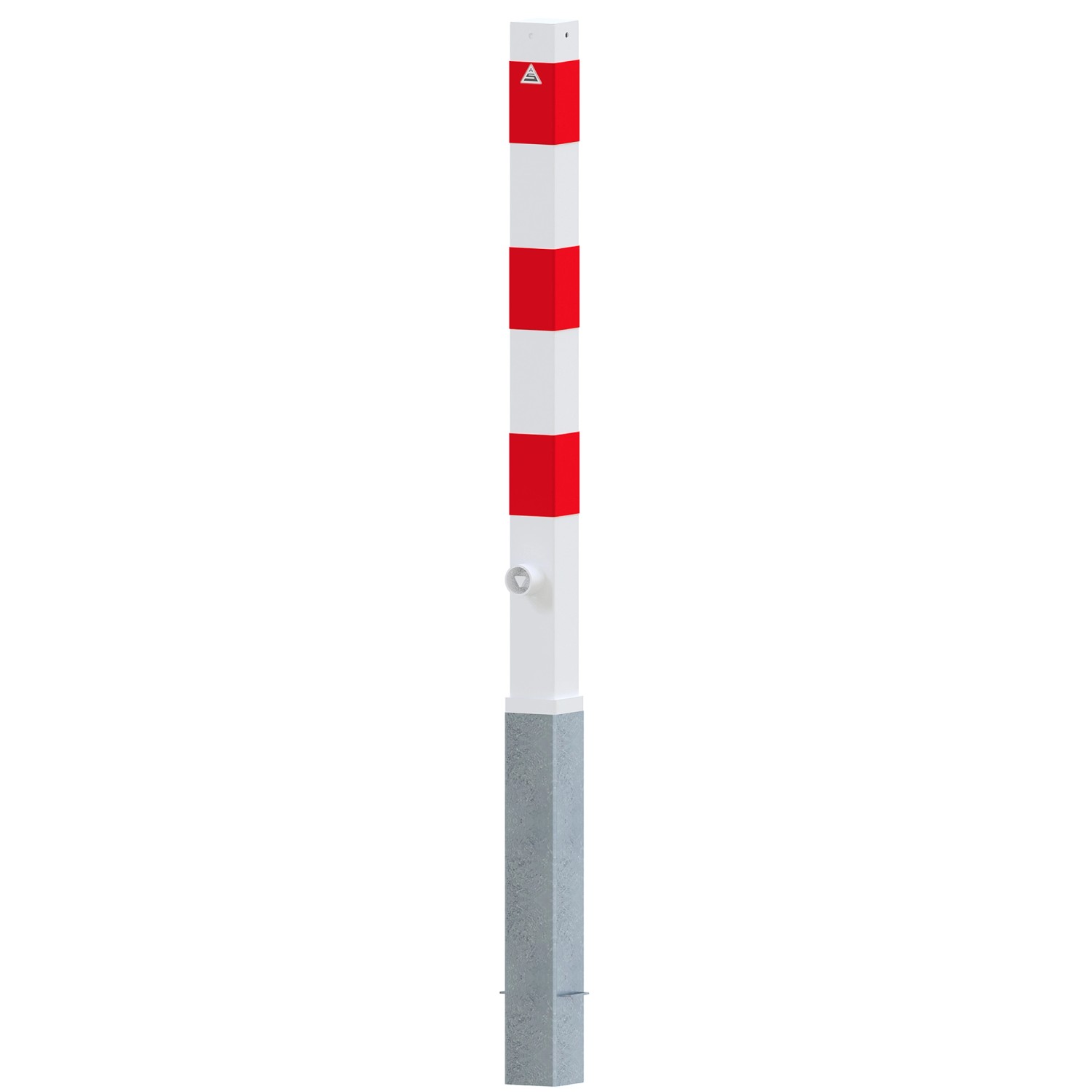 Thumbnail - Schake Absperrpfosten Herausnehmbar Dreikant Ohne Öse 70 x 70 mm Weiß Rot