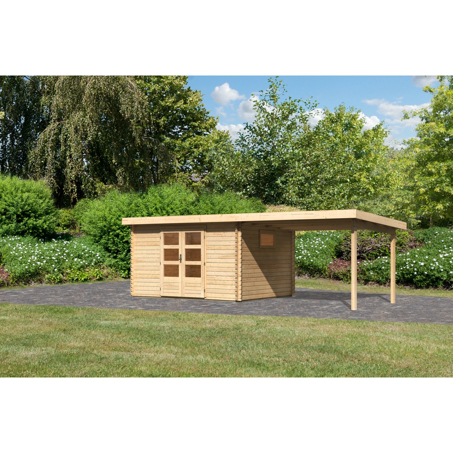 Karibu Gartenhaus Jeebel 4 m. Schleppdach 300 cm Naturbelassen günstig online kaufen