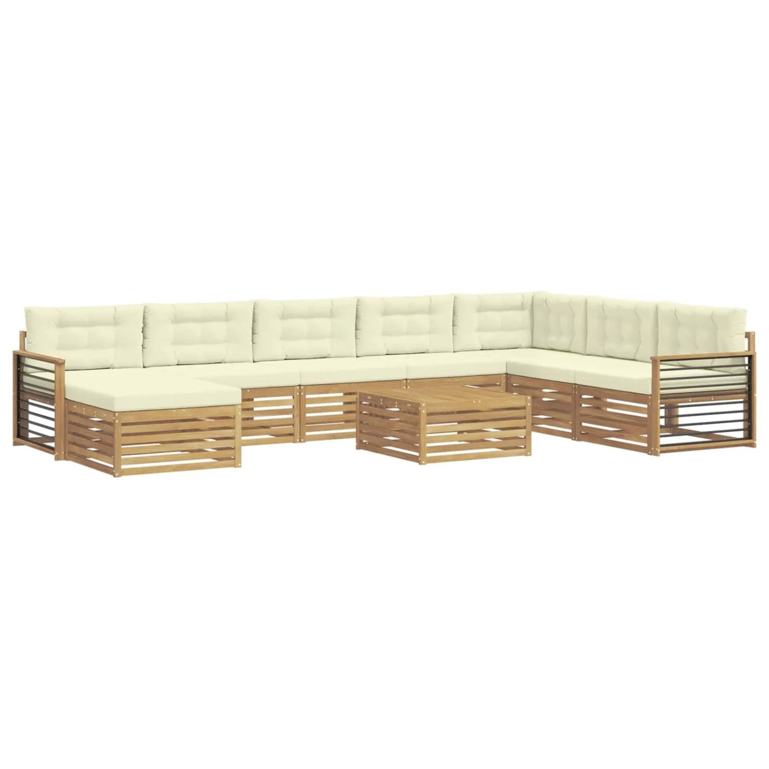 vidaXL Outdoor-Sofagarnitur 9-Tlg Weiß und Creme Massivholz Akazie 3391015
