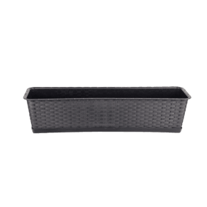 BigDean Blumenkasten Mit Untersetzer 80 Cm Lang Rattan Optik Anthrazit Aus PP Kunststoff Balkon Pflanzkasten Schmal Balkonkasten BigDean Blumenkasten mit Untersetzer 80 cm lang Rattan-Optik anthrazit - aus PP-Kunststoff - Balkon Pflanzkasten schmal Balkonkasten