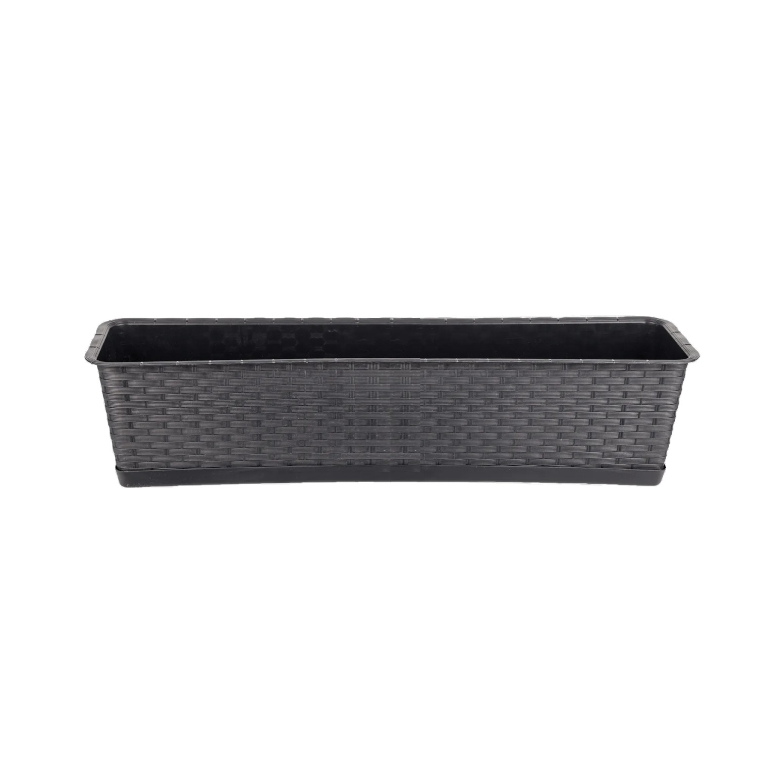 BigDean Blumenkasten Mit Untersetzer 80 Cm Lang Rattan Optik Anthrazit Aus PP Kunststoff Balkon Pflanzkasten Schmal Balkonkasten BigDean Blumenkasten mit Untersetzer 80 cm,ang Rattan-Optik anthrazit - aus PP-Kunststoff - Balkon Pflanzkasten schmal Balkonkasten