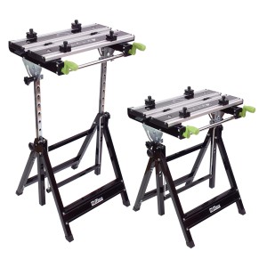 2 klappbare TRUTZHOLM Werkbänke, höhenverstellbar und neigbar, für Werkstatt und Hobby.