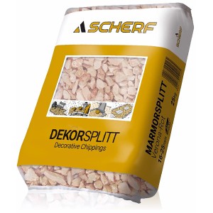 Sack Verona-Rot Marmorsplitt (16-25mm, 25kg) für Zierkies- und Splitt Anwendungen.