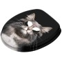 Sanilo WC-Sitz Cool Cat: Toilettendeckel aus Holz mit Katzenmotiv und Sonnenbrille.