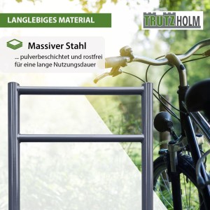 TRUTZHOLM Fahrradanlehnbügel aus Stahl, pulverbeschichtet, mit Knieholm und Fahrrad