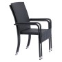 Schwarze Juskys Polyrattan Gartenstühle Yoro, 2er Set, stapelbar mit Armlehnen.