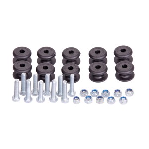 Stema Einhängeknöpfe Set, 10 schwarze Kunststoffknöpfe mit Schrauben und Muttern für Autoanhänger.