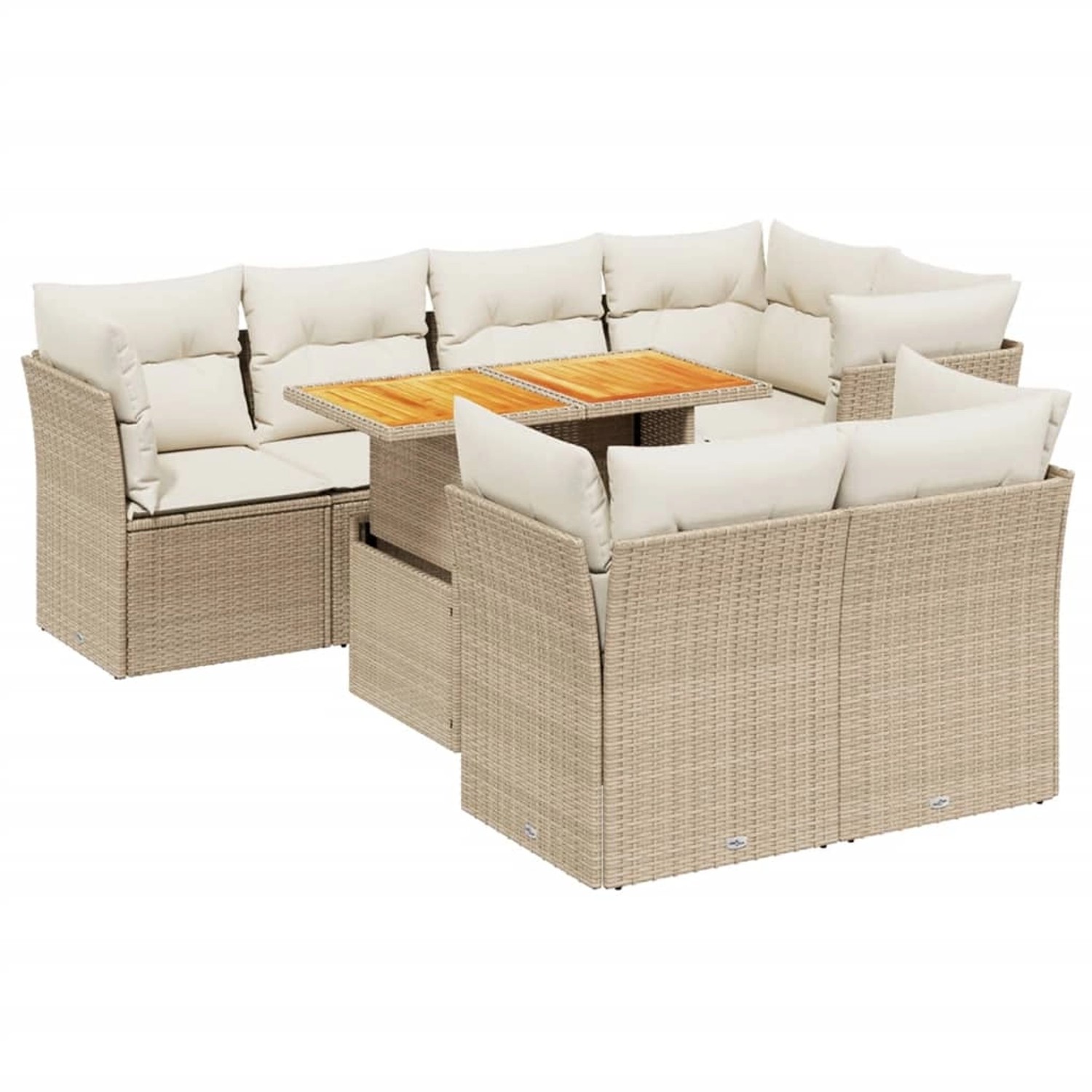 vidaXL 8-Tlg Garten-Sofagarnitur mit Kissen Beige Poly Rattan 3270708 günstig online kaufen