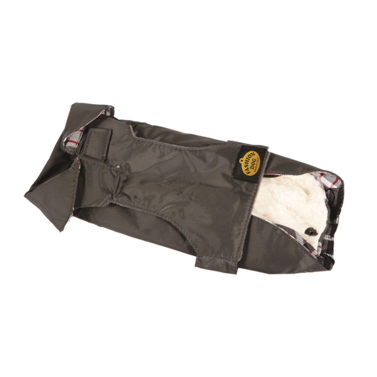 Fashion Dog Hundemantel mit Kunstpelz-Futter Grau 47 cm