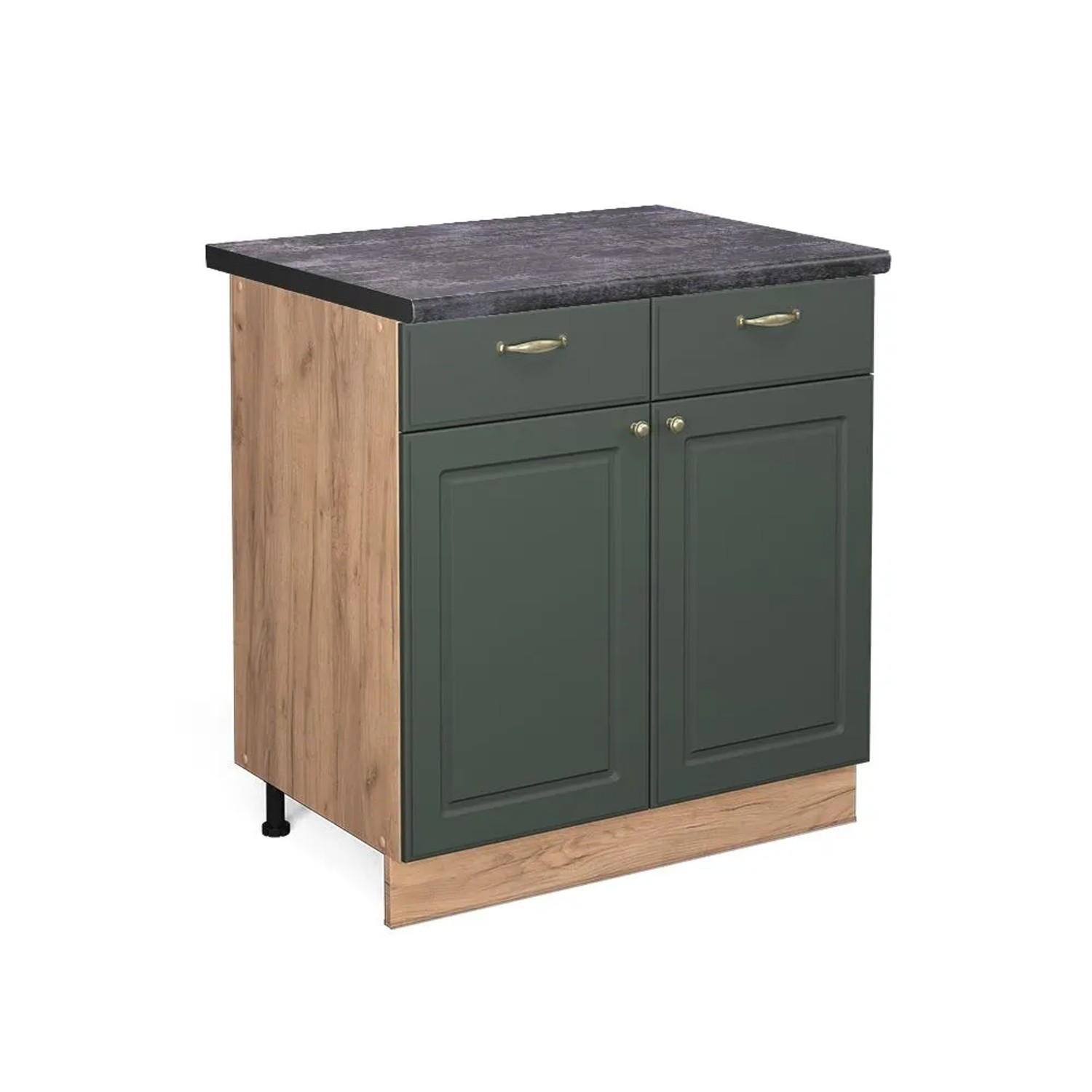 Vicco Küchenunterschrank Fame-Line Grün-Gold Landhaus Goldkraft Eiche 80 cm AP Anthrazit