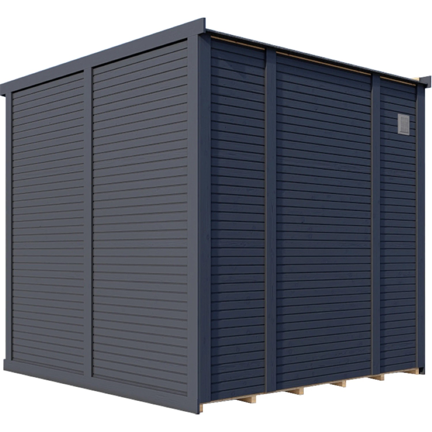 Anthrazitfarbenes Bertilo Gartenhaus Concept aus Holz (297x234cm).