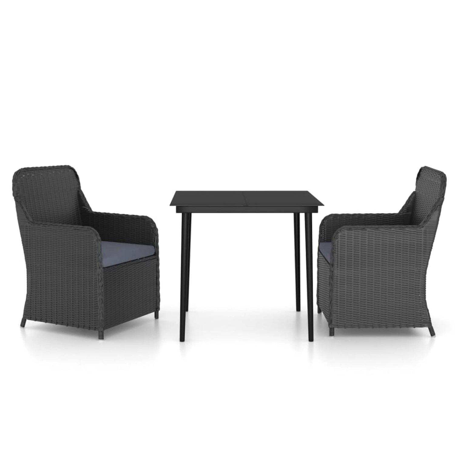 vidaXL 3-Tlg Garten-Essgruppe mit Kissen Schwarz 3099541