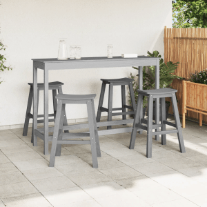 vidaXL Barhocker Set, 6 hellgraue HDPE Hocker mit Tisch für Garten, Terrasse oder Balkon.