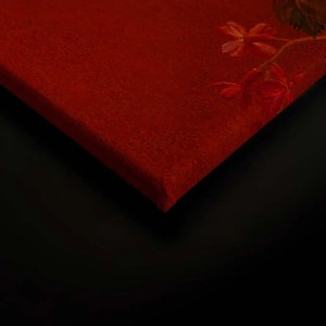 Leinwandbild mit Blumenstillleben in Rot, Wandbild für Wohnzimmer & Schlafzimmer.