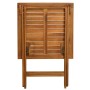 Zusammengeklapptes Bistro-Set aus Akazienholz, ideal für kleine Balkone und Gärten.