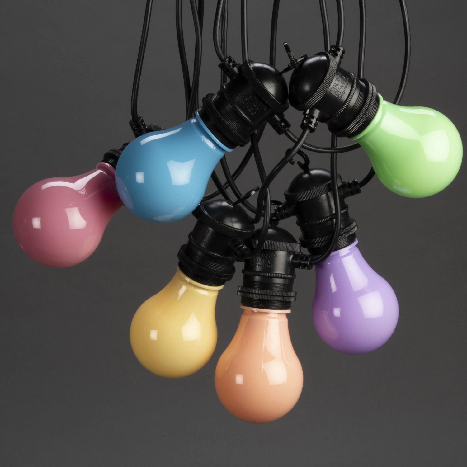 Konstsmide LED-Lichterkette Pastell, 10 Leuchtmittel, Dimmer, für Außen-Dekoration.