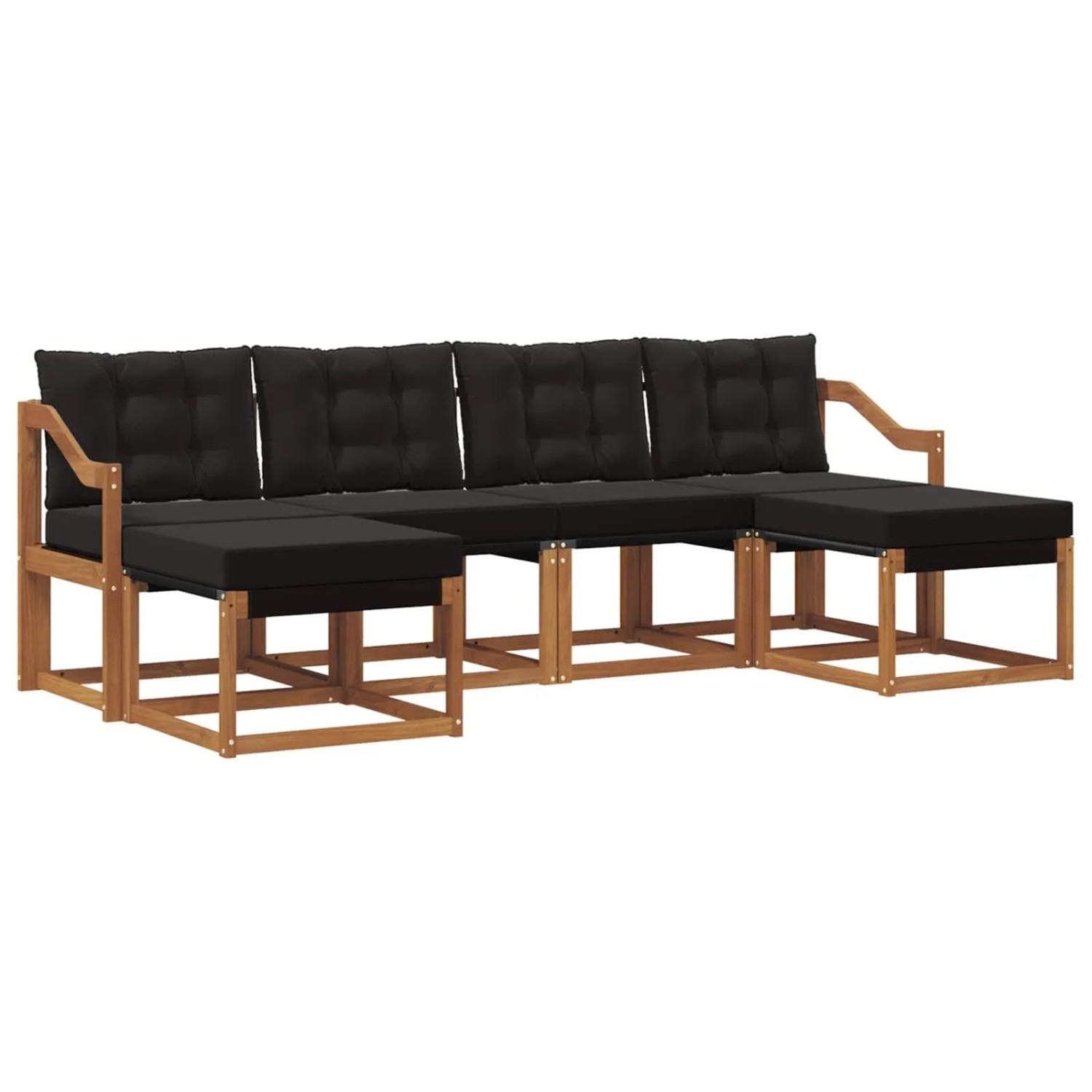 vidaXL Outdoor-Sofagarnitur mit Kissen 6-Tlg Natur und Schwarz 3368939