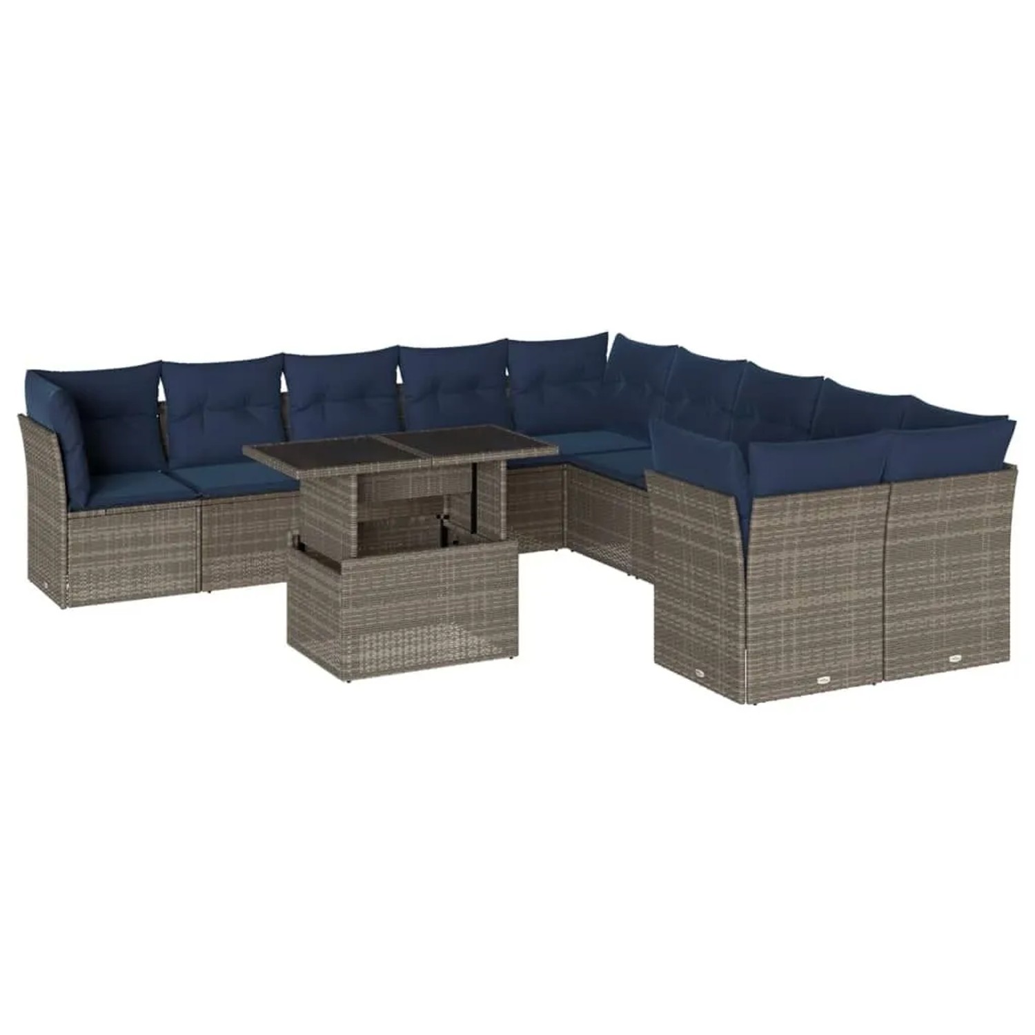 vidaXL 11-Tlg Gartensofa-Set mit Kissen Grau Polyrattan 3266881 günstig online kaufen