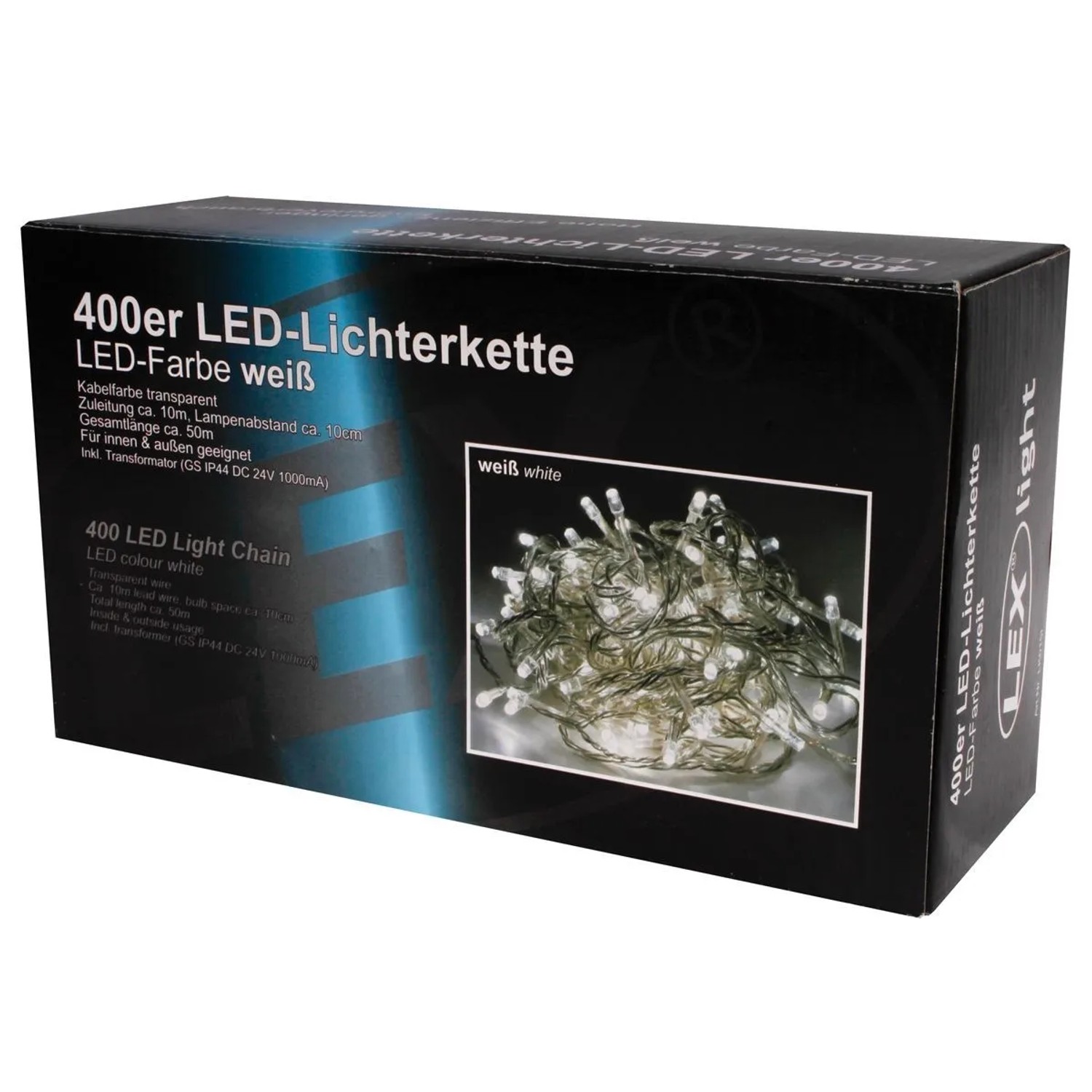 Lex 400er LED Lichterkette Außen Innen Partylichterkette Weihnachtslichterkette Weiß