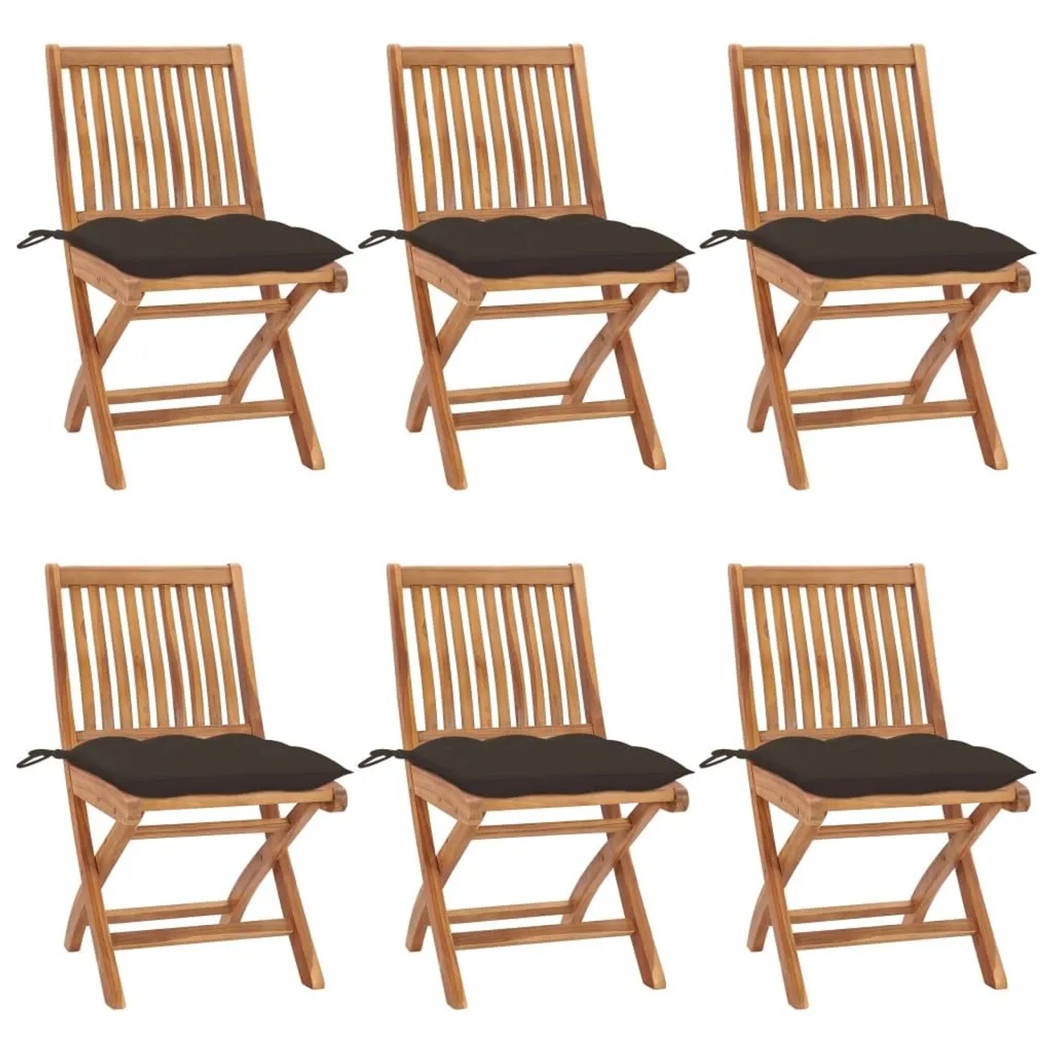 vidaXL Klappbare Gartenstühle mit Kissen 6 Stk Massivholz Teak 3072857