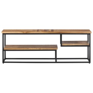 VidaXL TV-Schrank aus recyceltem Teakholz mit schwarzem Metallgestell, 110x30x39 cm.