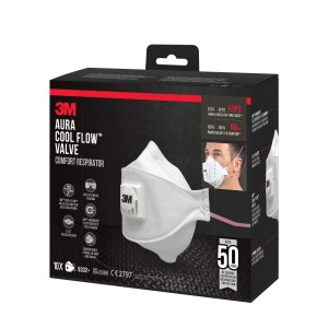 3M Aura Atemschutzmaske FFP3 mit Ventil, 10er-Pack. Schutzmaske für Reparaturarbeiten und hohe Feinstaubkonzentration.