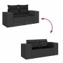 vidaXL 6-tlg. Garten-Sofagarnitur aus schwarzem Rattan mit Kissen und Stauraum.