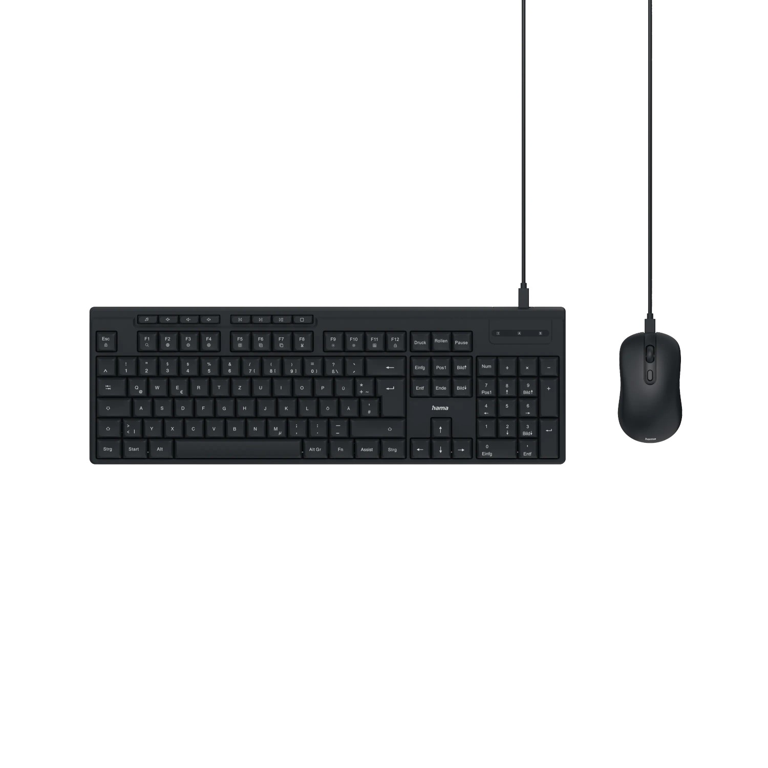 Hama USB-Tastatur-Maus-Set CKM-200 QWERTZ Kabelgebunden Schwarz