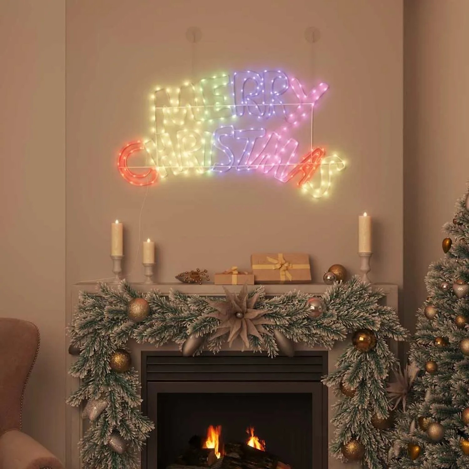 vidaXL Weihnachtsschild mit 240 LEDs Mehrfarbig 100 x 50 cm PVC 42018952_3