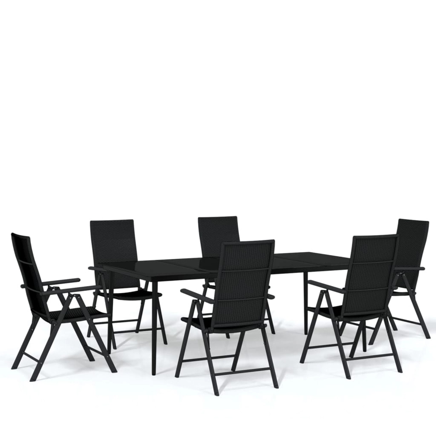 vidaXL 7-Tlg Garten-Essgruppe Schwarz 3099111