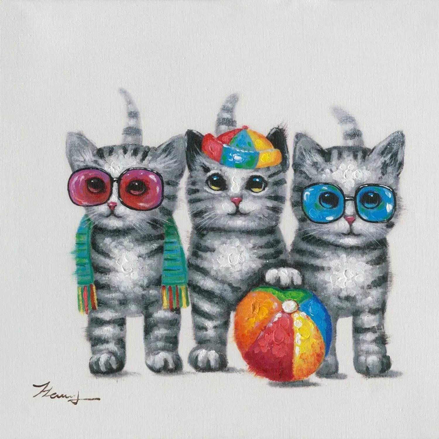 Art Universe Leinwandbild Coole Katzen Kids 50 x 50 cm