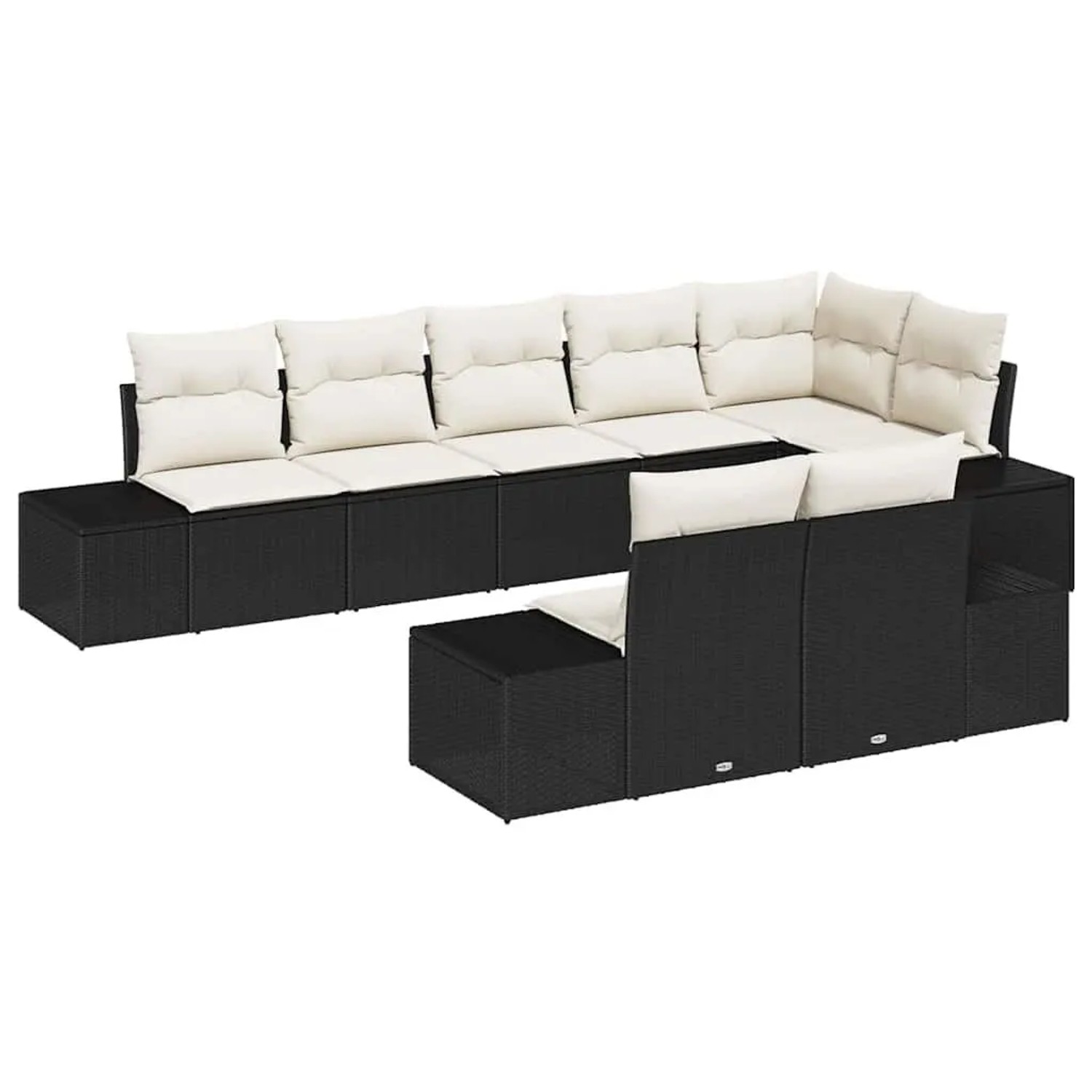 vidaXL Gartensofa-Set mit Speicher 8 Stk Schwarz und Creme Poly Rattan 3355776