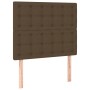 Boxspringbett dunkelbraun (90x190 cm) mit Stoffbezug und Matratze.