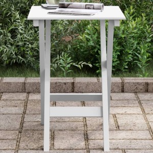 Weißer, klappbarer vidaXL Beistelltisch aus Massivholz Pappel für Garten oder Terrasse.