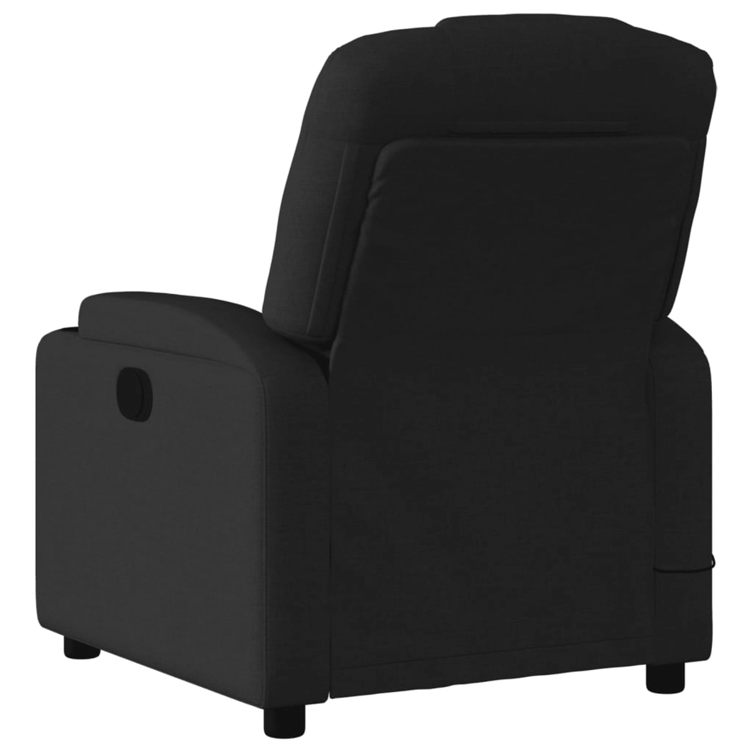 Schwarzer vidaXL Massagesessel aus Stoff, Rückenansicht. Relaxsessel mit manueller Liegefunktion.