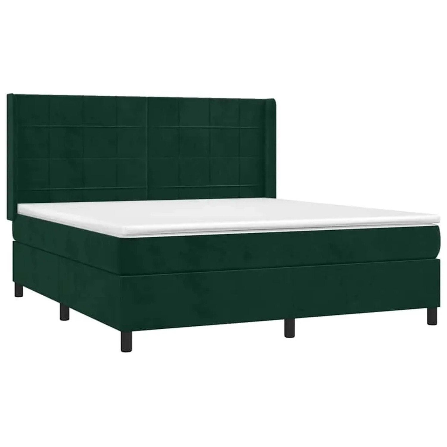 vidaXL Boxspringbett mit Matratze & LED Dunkelgrün 180x200 cm Samt 3139580