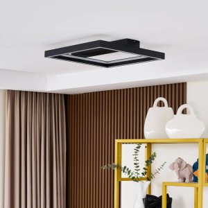 Lucande LED Smart Home Deckenlampe Tjado 10012989 Dimmbar mit Leselampe Modern in Schwarz aus Metall 1-flammig Wohnzimmerleuchte