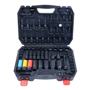 CCLIFE 64-tlg. Schlagschrauber Nüsse Set 1/2 Zoll Cr-Mo in offener Box. Enthält Kurz-, Lang- & Profilnüsse, farbcodierte Radnüsse.