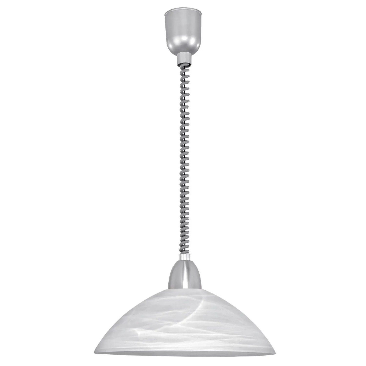 Eglo Pendelleuchte Lord 2, Nickel matt, Alabasterglas weiß, H 110cm, Ø 36cm