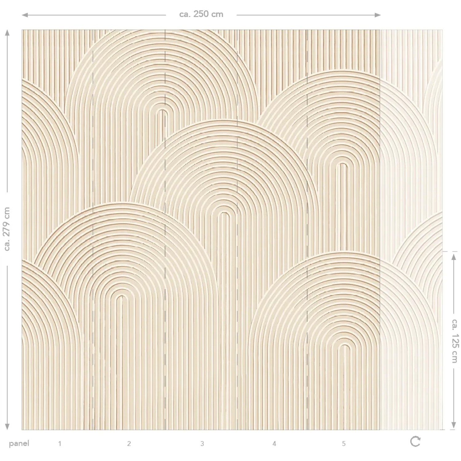 ESTAhome Fototapete mit 3D Muster in Hellbeige, Bögen und Linien für Wohnraumgestaltung.