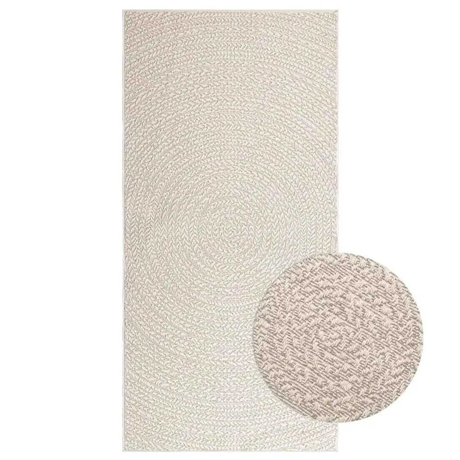 vidaXL Teppich ZIZUR Creme 100x200 cm Jute-Optik Indoor und Outdoor 4010375 günstig online kaufen