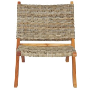 Naturfarbener Relaxstuhl aus Kubu-Rattan und Mahagoniholz von vidaXL.